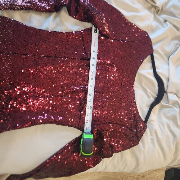 Red to Gold Sequin Ombre Bodycon Long Sleeve Dress Size Medium - Picture 6 of 8
